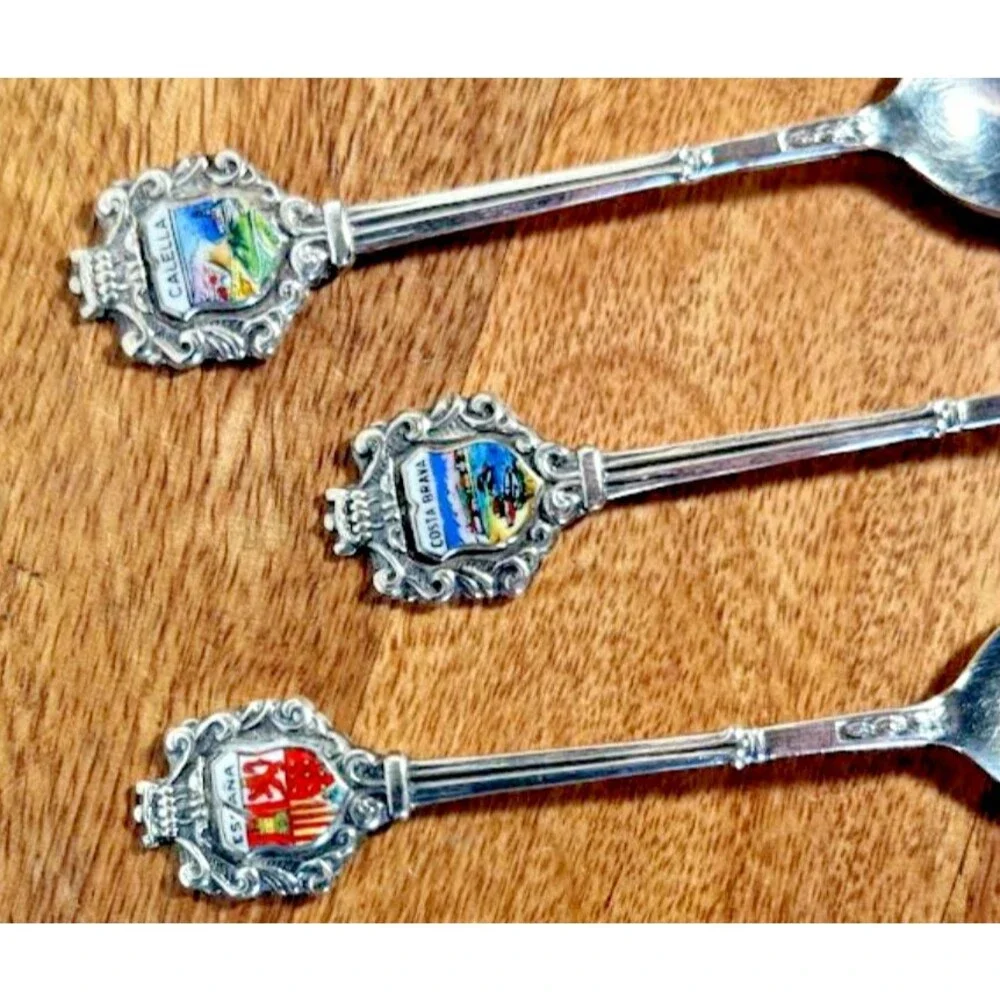 Set of 5 Vintage Silver plated Souvenir Spoon 9''
